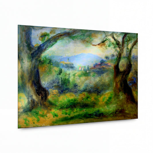 Obraz Pierre-Auguste Renoir — Landscape at Collettes — umělecký kovový obraz s vysokým leskem — umělecký kovový obraz s vysokým leskem