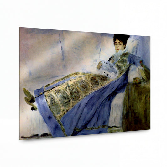 Obraz Pierre-Auguste Renoir — Madame Monet on a Sofa — umělecký kovový obraz s vysokým leskem — umělecký kovový obraz s vysokým leskem