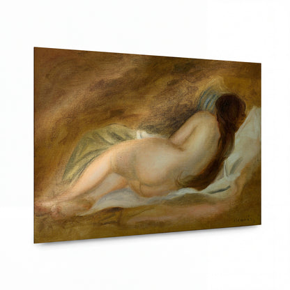 Obraz Pierre Auguste Renoir — Sleeping Nude, View from the Back — kovová reprodukce s vysokým leskem — kovová reprodukce s vysokým leskem