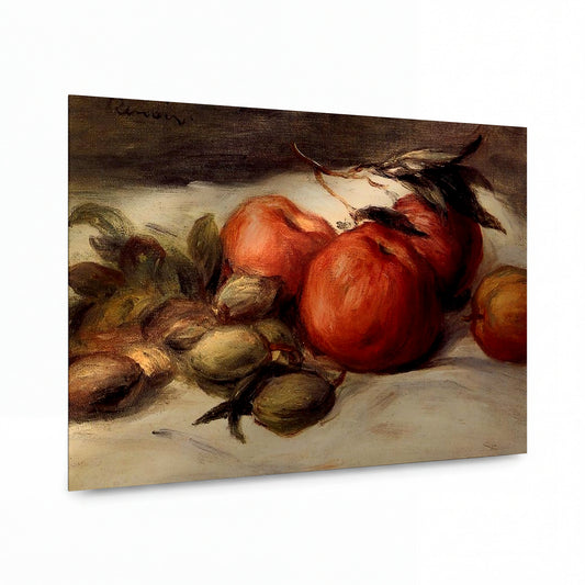 Obraz Pierre-Auguste Renoir — Zátiší s jablky a mandlemi — kovová reprodukce s vysokým leskem