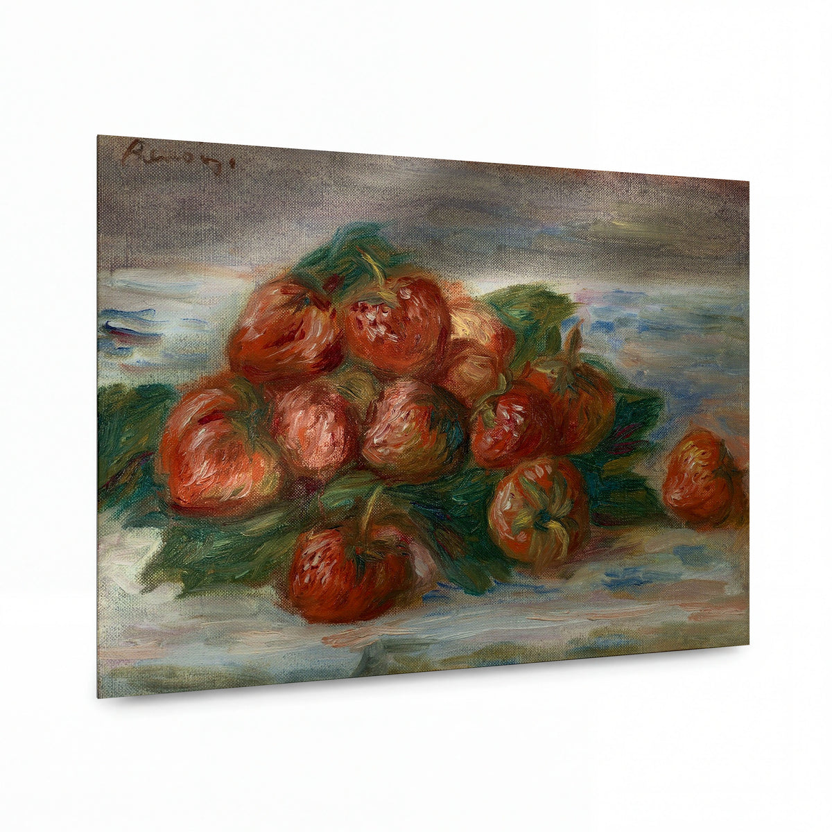 Obraz Pierre-Auguste Renoir — Zátiší s jahodami — luxusní reprodukce na kovu — luxusní reprodukce na kovu