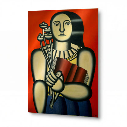 Obraz Fernand Léger — Woman with a Book — kovový obraz na hliníkovém panelu