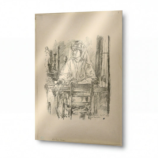 Obraz Frederick Childe Hassam — Red Cross Nurse — reprodukce na lesklém hliníkovém panelu — reprodukce na lesklém hliníkovém panelu