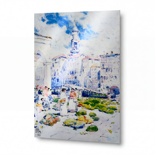 Obraz Frederick Childe Hassam — Rialto Market, Venice — luxusní reprodukce na kovu — luxusní reprodukce na kovu