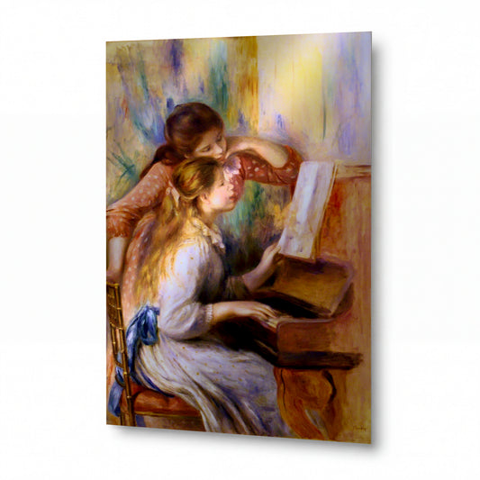 Obraz Pierre-Auguste Renoir — Dívky u klavíru — hliníkový panel s vysokým leskem — hliníkový panel s vysokým leskem
