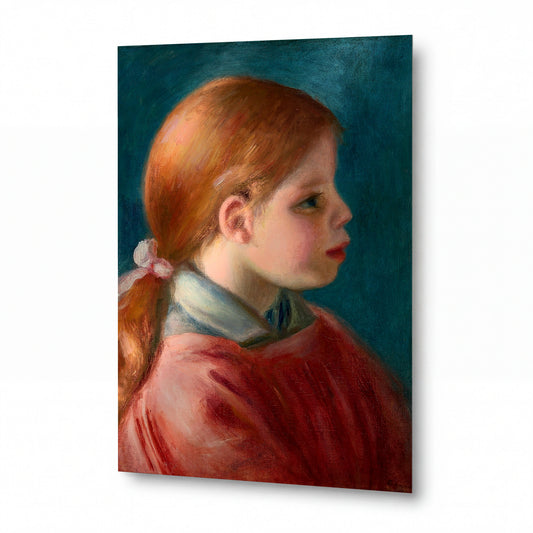 Obraz Pierre-Auguste Renoir — Head of a Young Woman — reprodukce na kovovém panelu s vysokým leskem — reprodukce na kovovém panelu s vysokým leskem