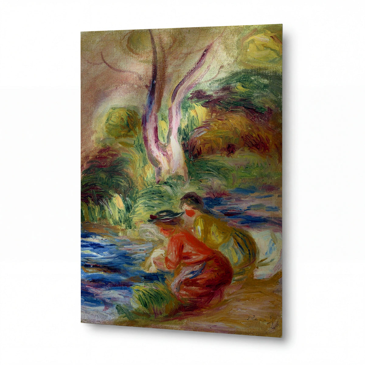 Obraz Pierre-Auguste Renoir — Laundresses — reprodukce na kovovém panelu s vysokým leskem
