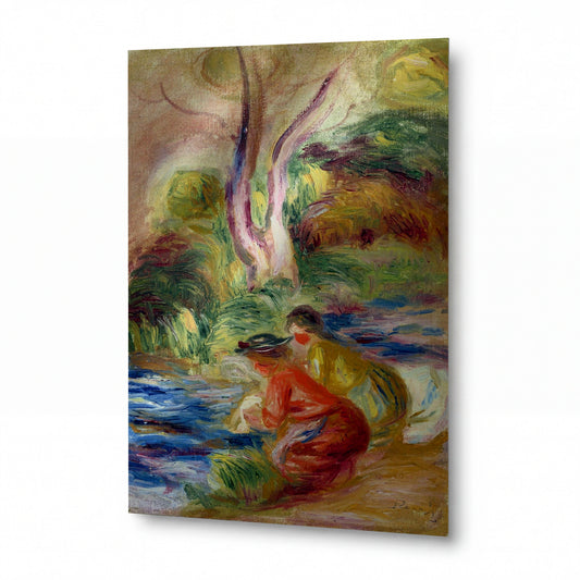 Obraz Pierre-Auguste Renoir — Laundresses — reprodukce na kovovém panelu s vysokým leskem