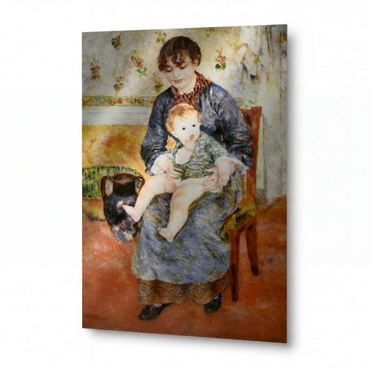 Obraz Pierre-Auguste Renoir — Mother and Child — reprodukce na lesklém hliníkovém panelu — reprodukce na lesklém hliníkovém panelu
