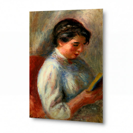 Obraz Pierre-Auguste Renoir — The Reader — kovová reprodukce s vysokým leskem — kovová reprodukce s vysokým leskem