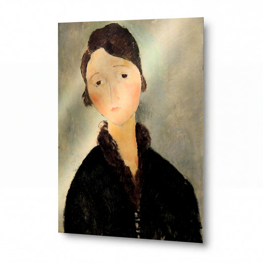 Obraz Amedeo Modigliani — Portrait of a Girl — reprodukce na kovovém panelu s vysokým leskem