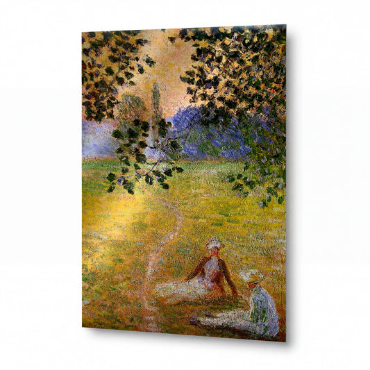 Obraz Claude Monet — Odpočinek na louce pod stromy — luxusní reprodukce na kovu