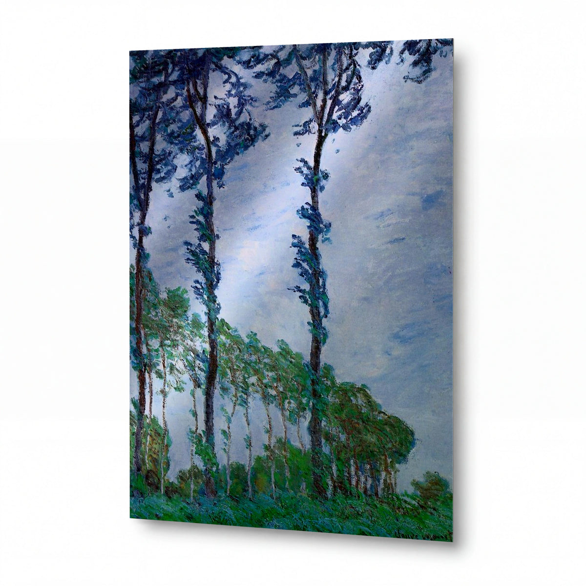 Obraz Claude Monet — Topoly ve větru — luxusní reprodukce na kovu — luxusní reprodukce na kovu