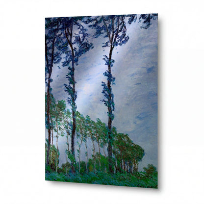 Obraz Claude Monet — Topoly ve větru — luxusní reprodukce na kovu — luxusní reprodukce na kovu