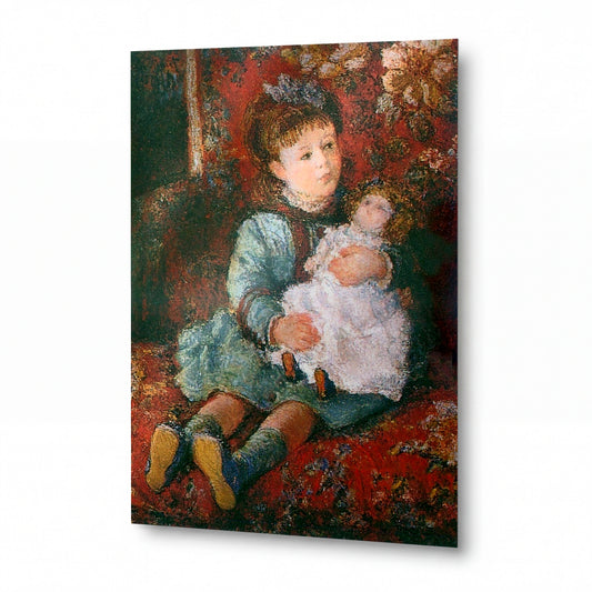 Obraz Claude Monet — Dítě s panenkou — kovová reprodukce s vysokým leskem