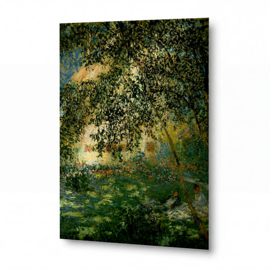 Obraz Claude Monet — Dům pod košatými stromy u vody — kovový obraz s vysokým leskem — kovový obraz s vysokým leskem