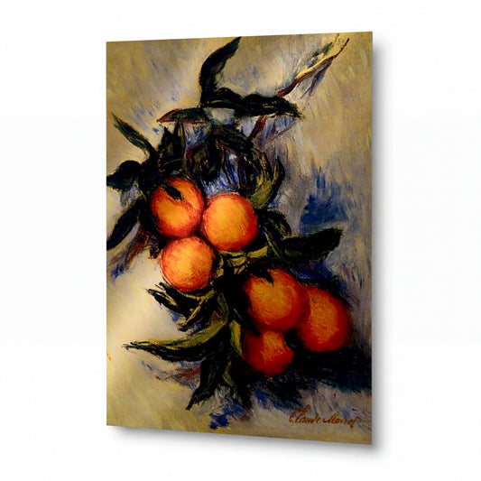 Obraz Claude Monet — Větev s pomeranči — reprodukce na kovovém panelu s vysokým leskem