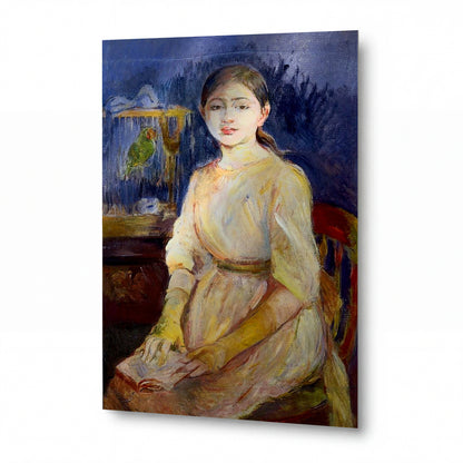 Obraz Berthe Morisot — Julie Manet with a Budgie — luxusní reprodukce na kovu — luxusní reprodukce na kovu