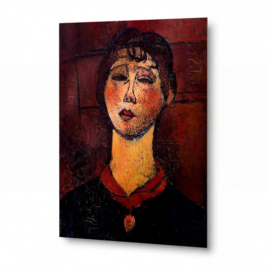 Obraz Amedeo Modigliani — Madame Dorival — luxusní reprodukce na kovu — luxusní reprodukce na kovu