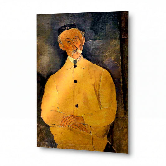 Obraz Amedeo Modigliani — Portrét pana Lepoutreho — luxusní reprodukce na kovu — luxusní reprodukce na kovu