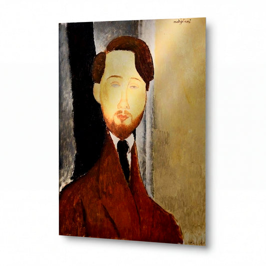 Obraz Amedeo Modigliani — Portrét Leopolda Zborowského — reprodukce na kovovém panelu s vysokým leskem