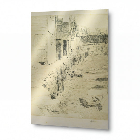 Obraz Frederick Childe Hassam — Cos Cob Dock — reprodukce na kovovém panelu s vysokým leskem — reprodukce na kovovém panelu s vysokým leskem