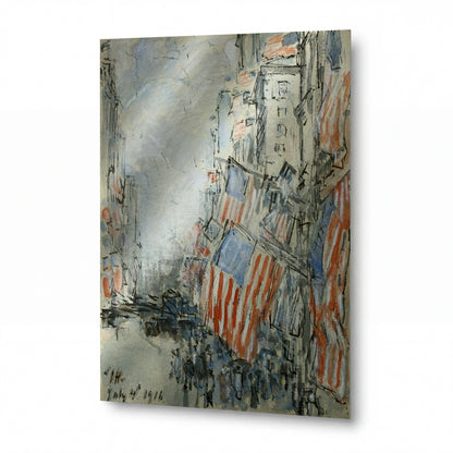 Obraz Childe Hassam — Flag Day, Fifth Avenue, July 4th 1916 — kovový obraz na hliníkovém panelu