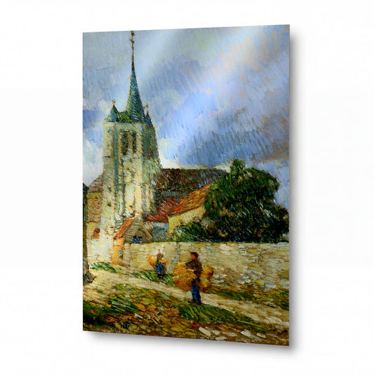 Obraz Frederick Childe Hassam — Village Scene, Breton — hliníkový panel s vysokým leskem — hliníkový panel s vysokým leskem