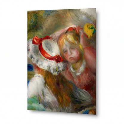 Obraz Pierre-Auguste Renoir — Klobouk s červenou stuhou — kovová reprodukce s vysokým leskem