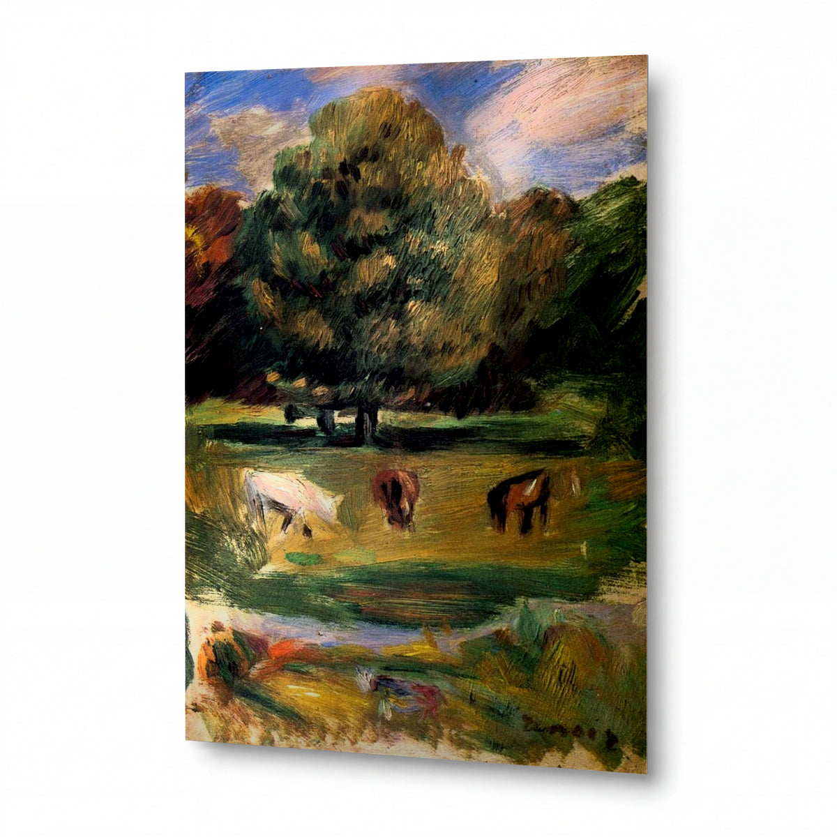 Obraz Pierre-Auguste Renoir — Landscape with Horses — hliníkový panel s vysokým leskem — hliníkový panel s vysokým leskem