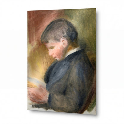 Obraz Pierre Auguste Renoir — Pierre Renoir Reading — lesklý kovový obraz — lesklý kovový obraz