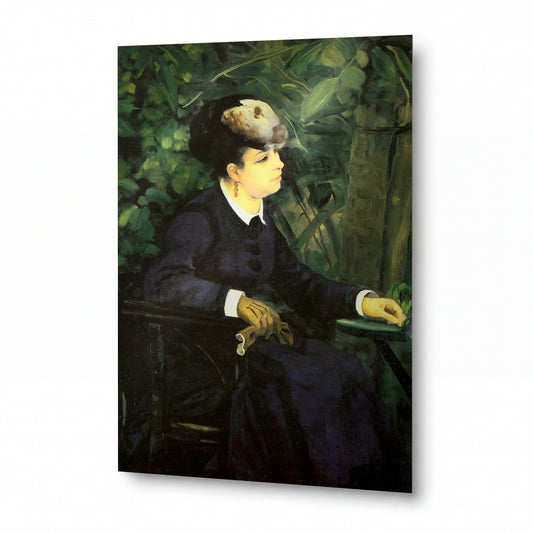Obraz Renoir — Woman in a Garden — kovový obraz s vysokým leskem — kovový obraz s vysokým leskem