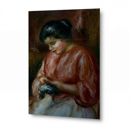 Obraz Pierre-Auguste Renoir — Woman in Red — lesklý kovový obraz