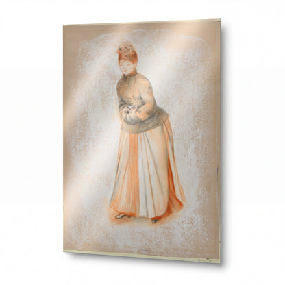 Obraz Pierre-Auguste Renoir — Mladá žena s rukávníkem — kovový obraz s vysokým leskem