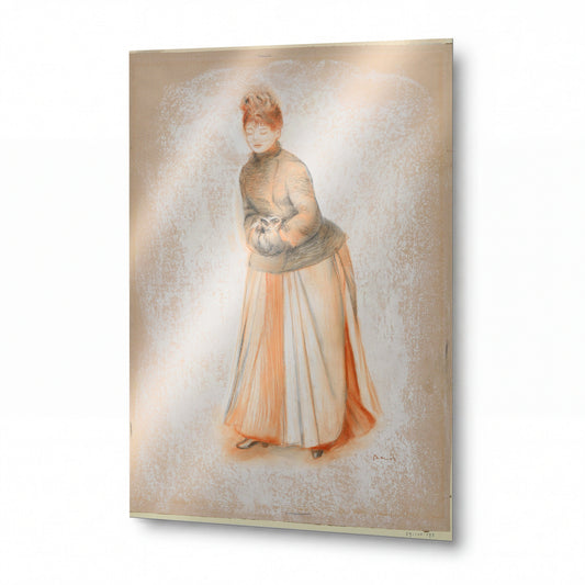 Obraz Pierre-Auguste Renoir — Mladá žena s rukávníkem — kovový obraz s vysokým leskem