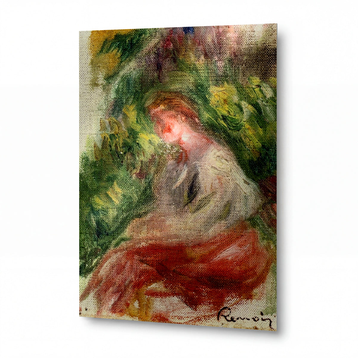 Obraz Pierre-Auguste Renoir — Young Woman, Seated — hliníkový panel s vysokým leskem