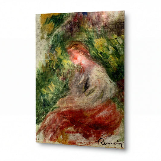 Obraz Pierre-Auguste Renoir — Young Woman, Seated — hliníkový panel s vysokým leskem