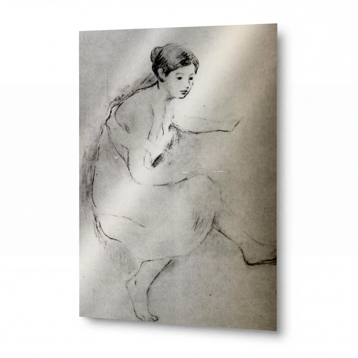Obraz Berthe Morisot — Bather out of Shirt, Marthe — reprodukce na kovovém panelu s vysokým leskem