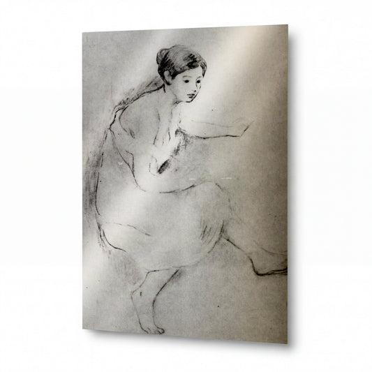Obraz Berthe Morisot — Bather out of Shirt, Marthe — reprodukce na kovovém panelu s vysokým leskem