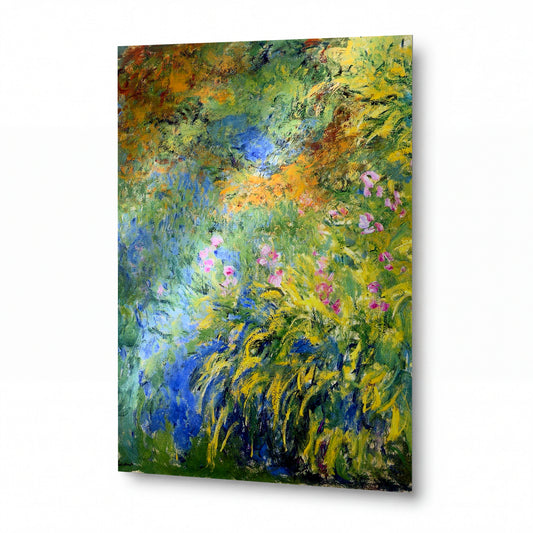 Obraz Claude Monet — Rozkvetlá louka s žlutými a růžovými květy — hliníkový panel s vysokým leskem — hliníkový panel s vysokým leskem