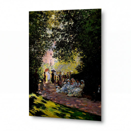 Obraz Claude Monet — Parkové posezení ve stínu stromů — kovový obraz na hliníkovém panelu
