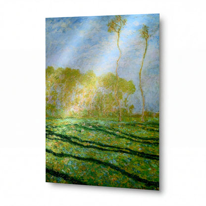 Obraz Claude Monet — Jarní louka s topoly — umělecká reprodukce na hliníku — umělecká reprodukce na hliníku