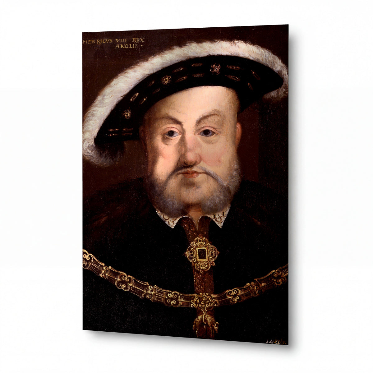 Obraz Hans Holbein ml. — Portrét krále Jindřicha VIII. — lesklý kovový obraz