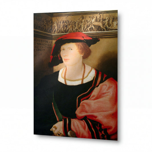Obraz Hans Holbein mladší — Portrét Benedikta von Hertensteina — reprodukce na kovovém panelu s vysokým leskem