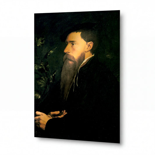 Obraz Hans Holbein mladší — Portrét Williama Reskimera — prémiová reprodukce na kovovém panelu — prémiová reprodukce na kovovém panelu