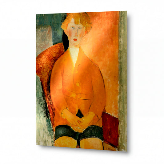 Obraz Amedeo Modigliani — Chlapec v krátkých kalhotách — reprodukce na kovovém panelu s vysokým leskem