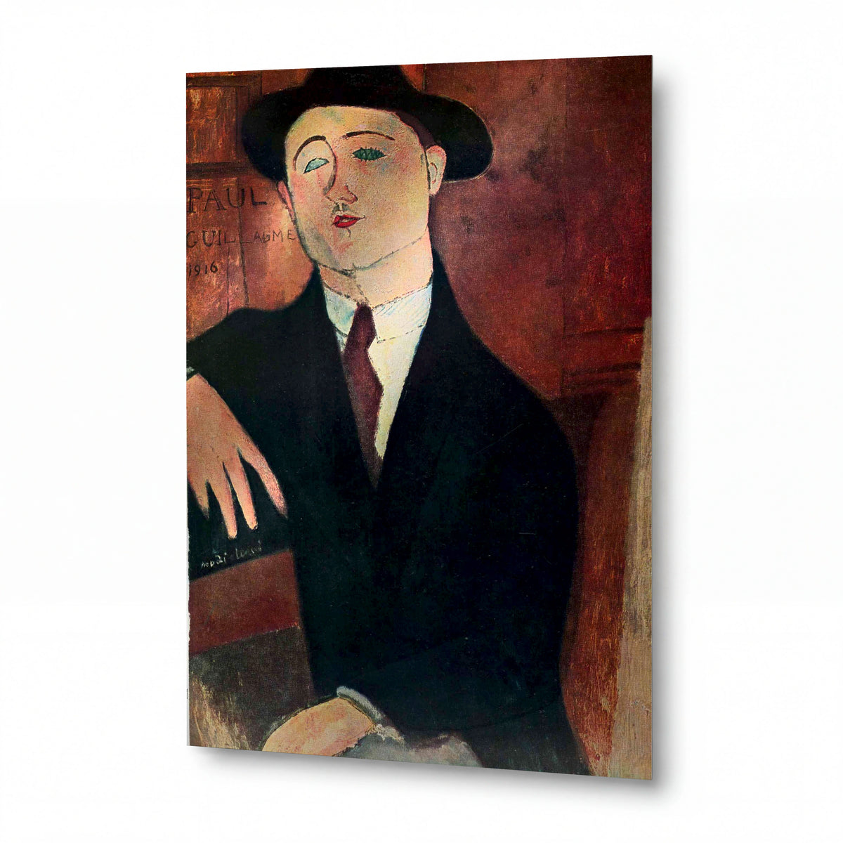 Obraz Amedeo Modigliani — Paul Guillaume — lesklý kovový obraz — lesklý kovový obraz