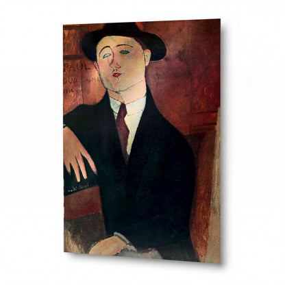Obraz Amedeo Modigliani — Paul Guillaume — lesklý kovový obraz — lesklý kovový obraz