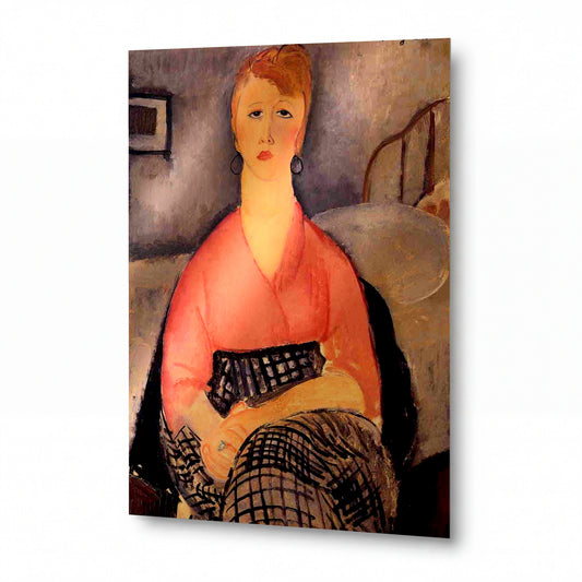 Obraz Amedeo Modigliani — Růžová halenka — reprodukce na kovovém panelu s vysokým leskem
