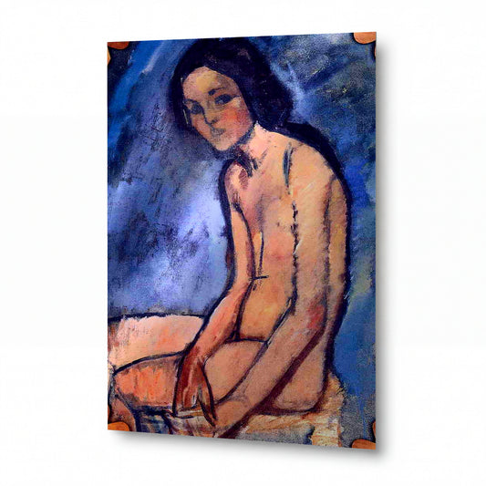 Obraz Amedeo Modigliani — Sedící akt — prémiová reprodukce na kovovém panelu — prémiová reprodukce na kovovém panelu